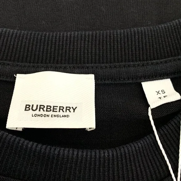 CM0084 Burberry Black Letter Print Cotton Round Neck Long Sleeve Sweatshirt XS